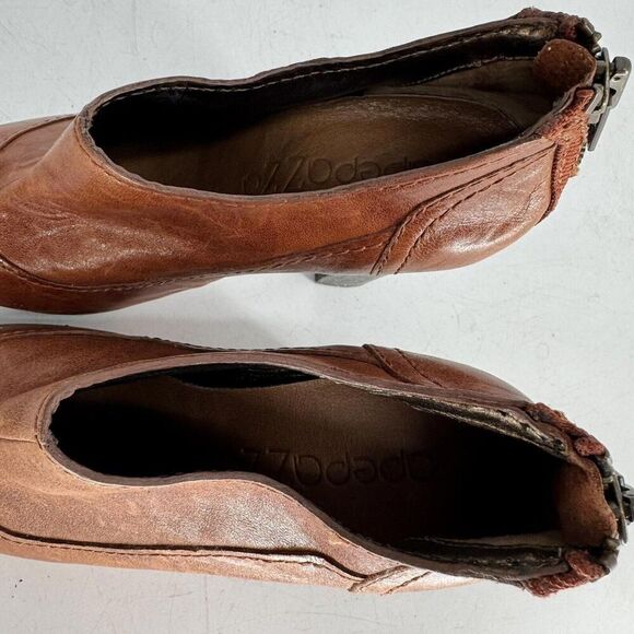 Apepazza brown Leather Heeled Bootie Size 7.5 Chunky Platform - Picture 4 of 9